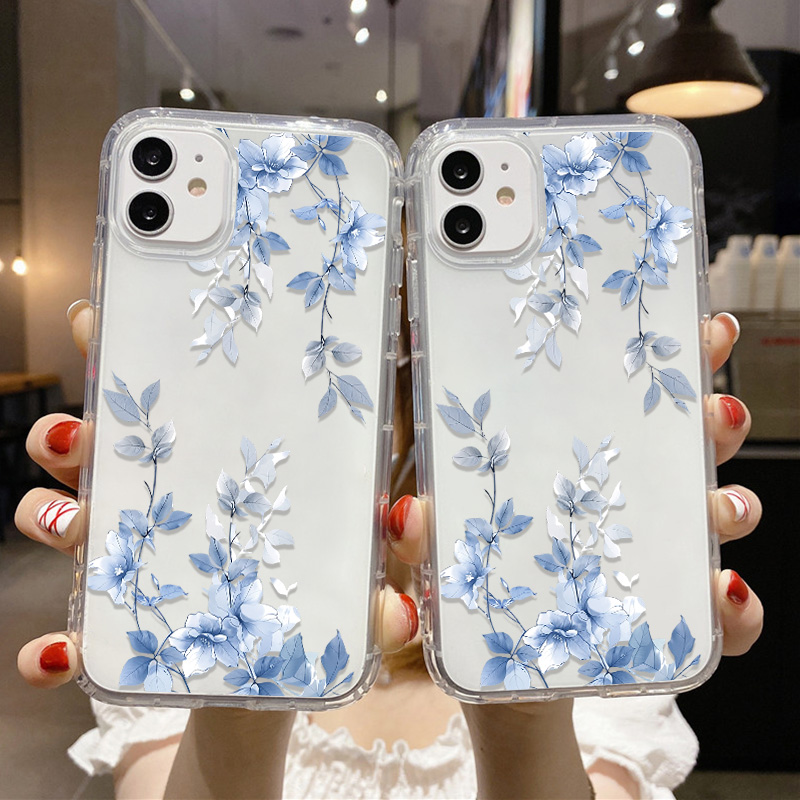 Blue Flower Transparent Phone  - đánh giá và giá Apple Iphone 15 Pro Max