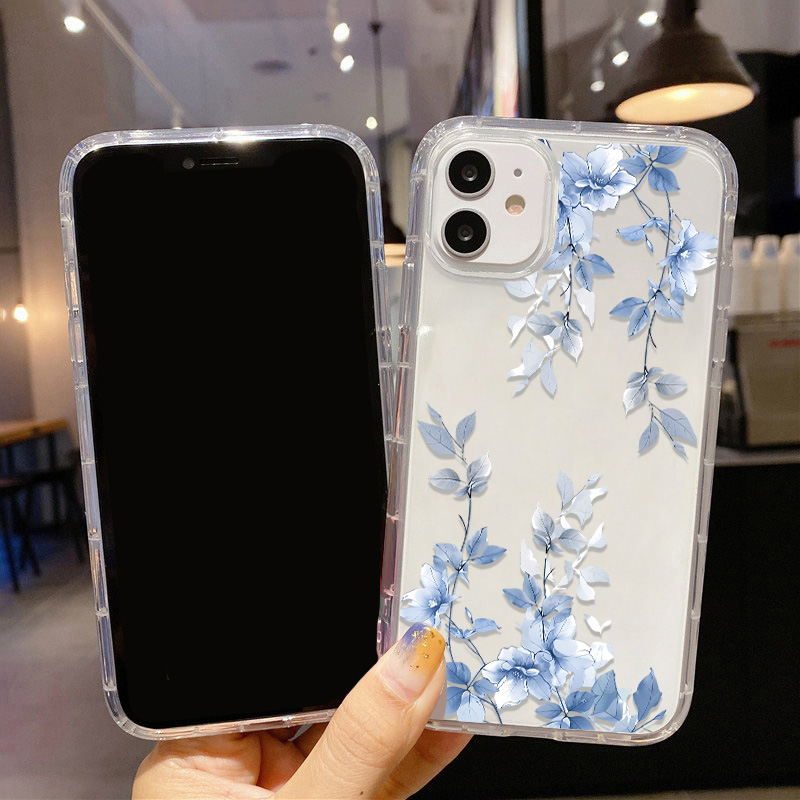 Blue Flower Transparent Phone  - đánh giá và giá Apple Iphone 15 Pro Max